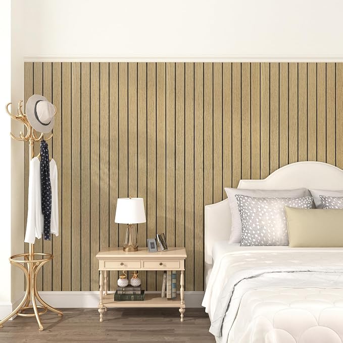 Oak Brown Wood Wall Panels Peel and Stick Fluted Slat Wall Paneling Flexible - Image 4
