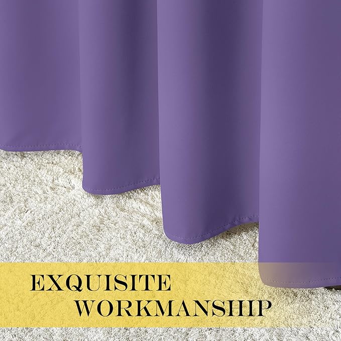 NICETOWN Patio Blackout Curtain Panels - Extra Wide Sliding Door Thermal Insulated Drape, Privacy Room Divider Curtain for Bedroom Office (Lilac Purple, 66 x 118 Inch Long)