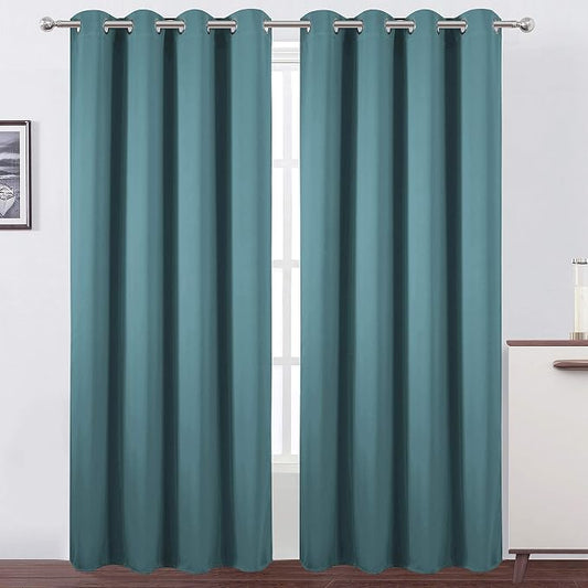 LEMOMO Sea Teal Thermal Blackout Curtains/52 x 84 Inch/Set of 2 Panels Room by Lemomo