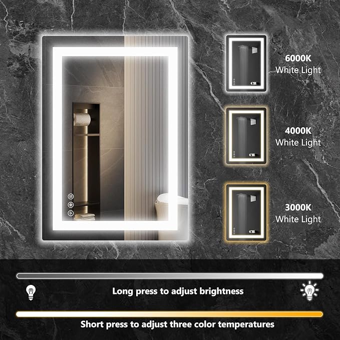 Sweetcrispy 24"x32" Smart Anti-Fog LED Bathroom Mirror - Image 7
