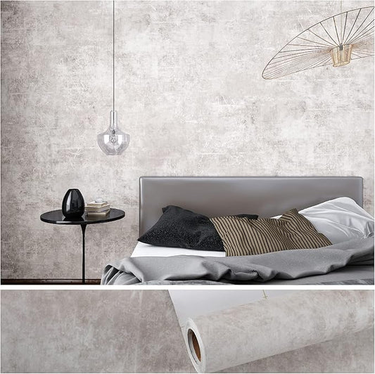 VEELIKE Neutral Concrete Wallpaper Peel and Stick Boho Aesthetic Wallpaper by VEELIKE