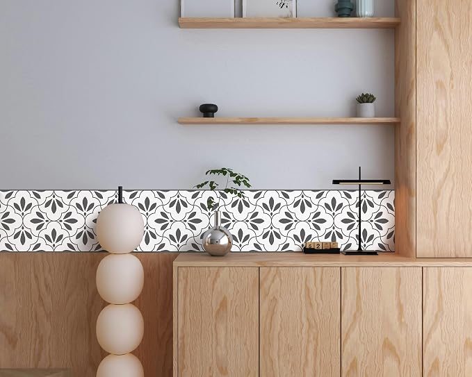 FLFK Wallpaper Border Black and White Patterns Peel and Stick Wall Border Self - Image 4