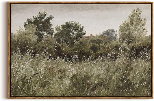 InSimSea Framed Canvas Wall Art Vintage Decor, Large Art Countryside Field by InSimSeaArt