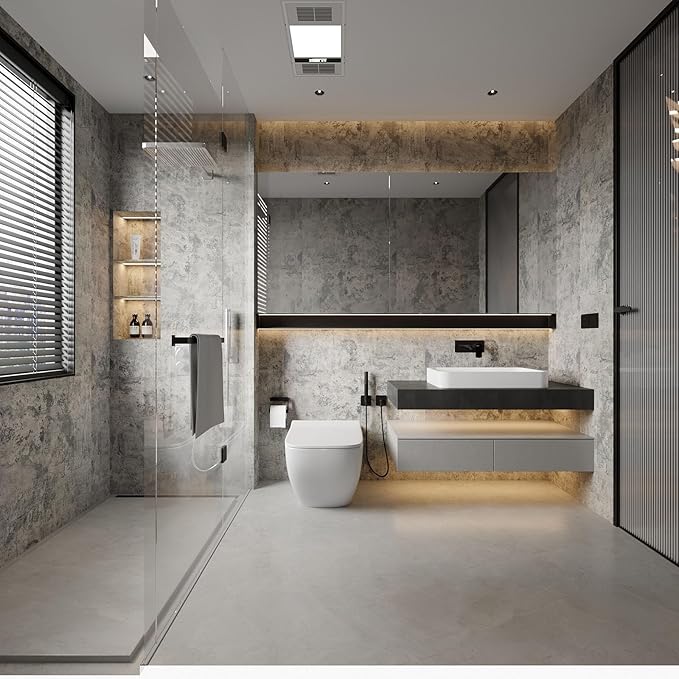 BAYYA Concrete Wallpaper Peel and Stick Grey/Brown/Beige Cement Contact Paper - Image 4