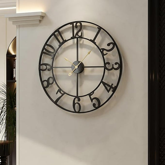 Cuspin Large Wall Clock, 24 Inch Black Clocks by Cuspin