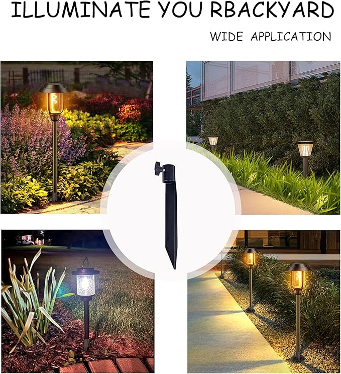 Outdoor Metal Stakes for Ground, Garden Stakes for Lights,Used for Replacement Metal Ground Spike in Live Flame Torches and Solar Lights-6.7 Inch (Black 12 Pack)