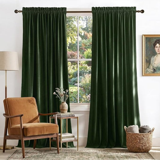 NICETOWN Green Velvet Curtains 84 inches by NICETOWN
