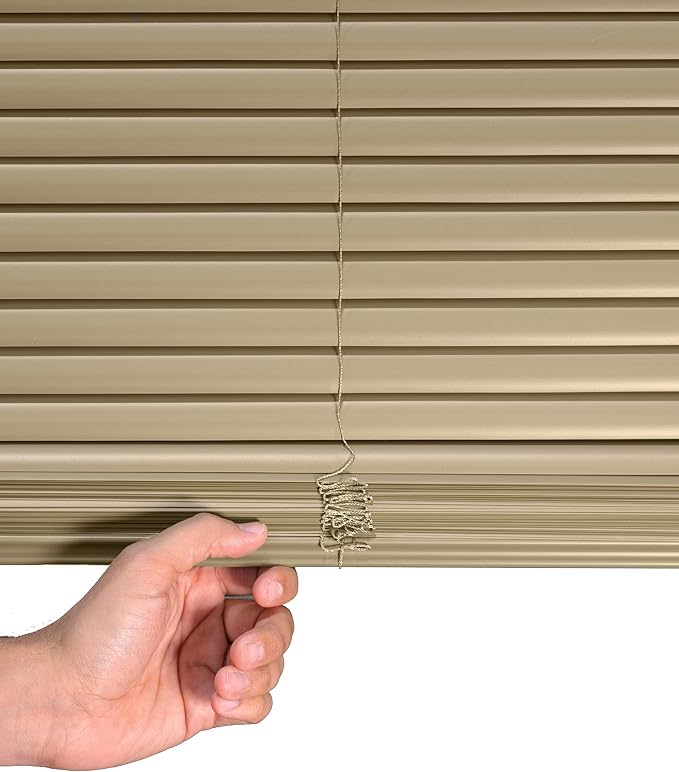 CHICOLOGY Mini Blinds for Indoor Windows – 46"W x 48"H, Cappuccino Horizontal - Image 4