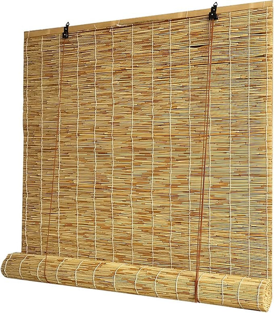 Outdoor Reed Roller Blinds, Retro Bamboo Roller Blinds, Anti-UV and Waterproof by Qicailife-US