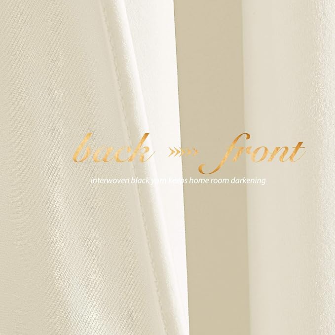 NICETOWN Ivory White Velvet Curtains 54" Length 42" Wide, Light Dimming Thermal - Image 4