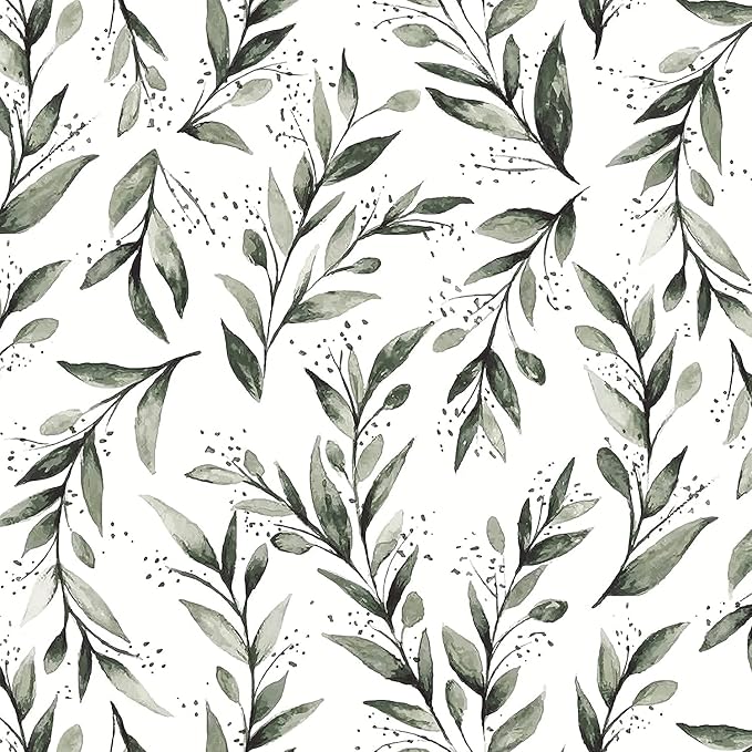 Livebor Olive Leaf Wallpaper Peel and Stick Leaf Contact Paper 17.7inch x by LiveborDirectWallpaper