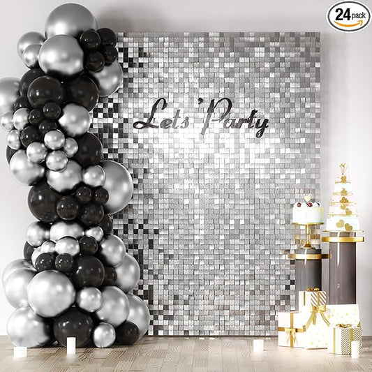 COKAOBE Silver Shimmer Wall Backdrop, Photo Backdrops by COKAOBE