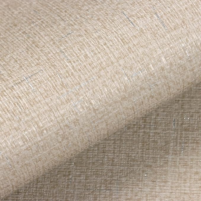 VEELIKE Beige Grasscloth Peel and Stick Wallpaper Textured Neutral Grasscloth - Image 6