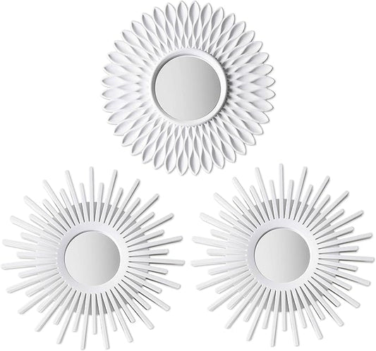 BONNYCO Wall Mirrors Pack of 3, Round White Mirrors by BONNYCO