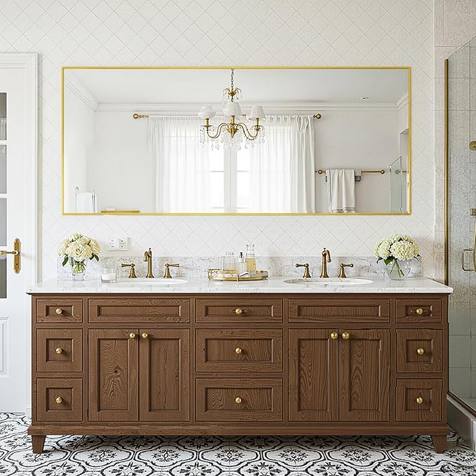 FICTOR Bathroom Vanity Mirror-Gold, 60x30 Inch, Shatterproof & Anti-Rust - Image 6