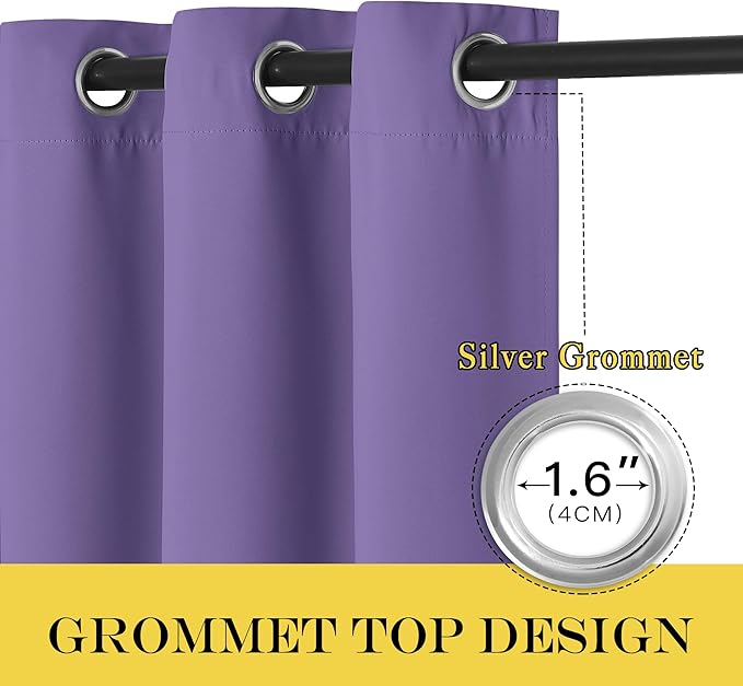 NICETOWN Patio Blackout Curtain Panels - Extra Wide Sliding Door Thermal Insulated Drape, Privacy Room Divider Curtain for Bedroom Office (Lilac Purple, 66 x 118 Inch Long)