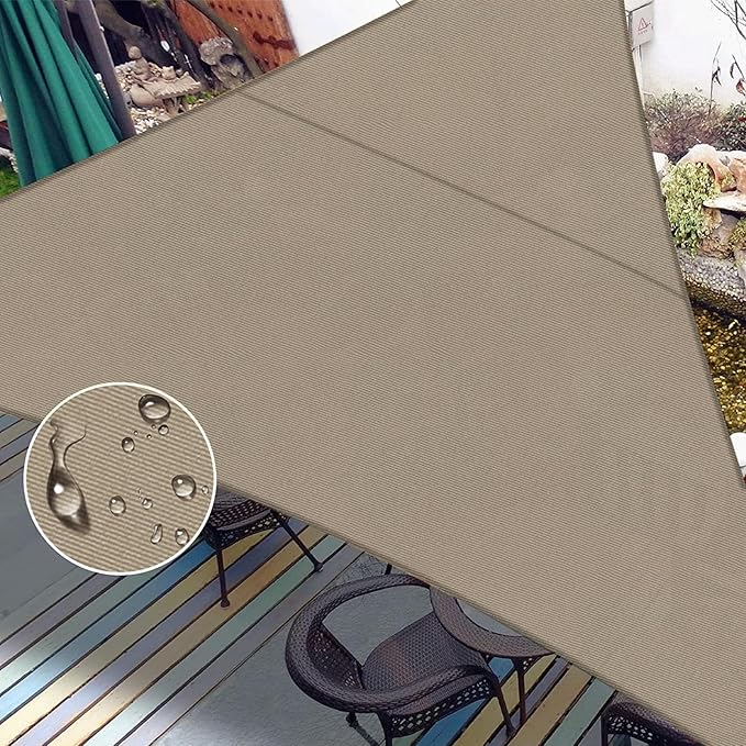 LOVE STORY Right Triangle 12'x14'x18.4' Waterproof Sun Shade Sail Canopy UV Block for Outdoor Patio Backyard Carport,Taupe(We Make Custom Size)