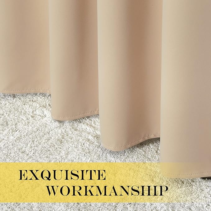 NICETOWN Sliding Glass Door Curtain 120 inch Length for Patio, Room Darkening Thermal Insulated Window Treatment Slider Door Curtain for Living Room, Biscotti Beige, 100" Wide, 1 Panel