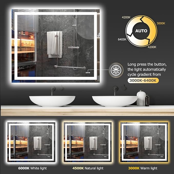 Hivone 48X40 LED Bathroom Mirror - Image 5