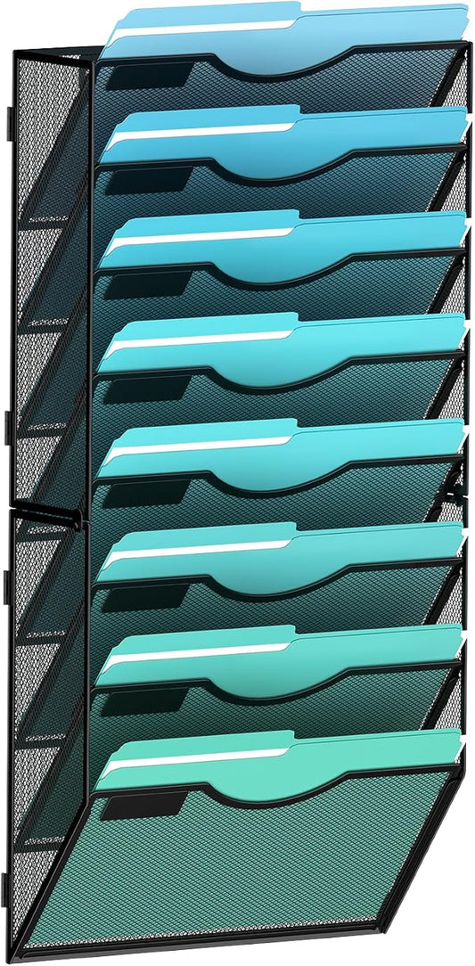 Gawerk 8-Tier Wall File Organizer Hanging Wall File Holder Wall Mount Paper by Gawerk