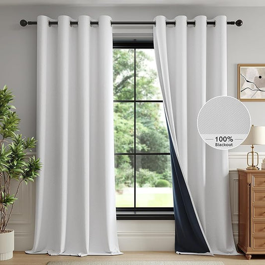 FMFUNCTEX 100% White Blackout Curtains by Fmfunctex