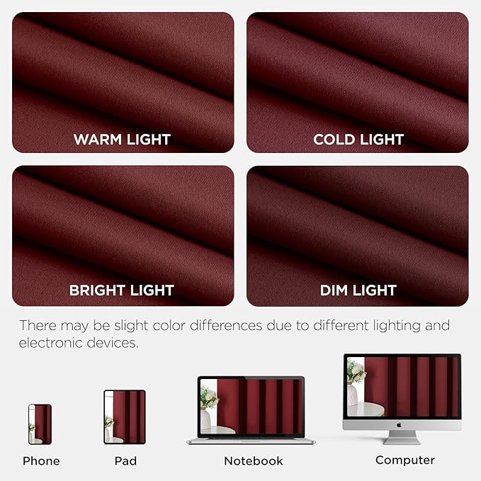 Joydeco Blackout Patio Sliding Door Curtains 90 Inches Long, Grommet Privacy Room Divider Curtains, Extra Wide Thermal Blackout Drapes for Bedroom Living Room (Burgundy Red, 70Wx90L, 1 Panel)