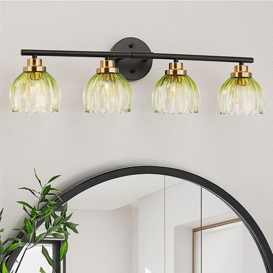 TALOYA Bathroom Vanity Light Fixtures, 4-Light Modern Black and Gold Wall Lights by Taloya