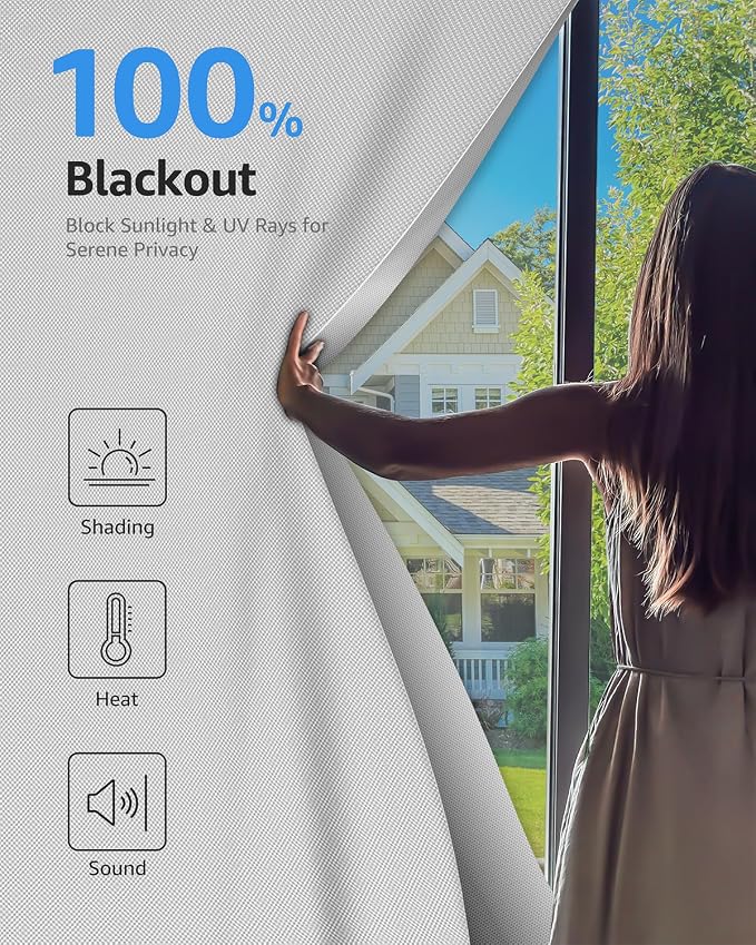 Sumobaby Blackout Curtains for Bedroom 47"x48" Portable No Drill Black Out - Image 2