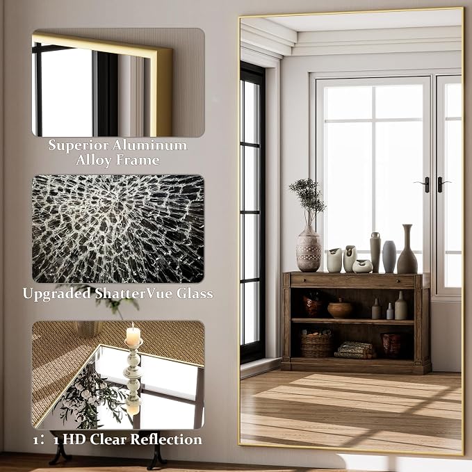 GLSLAND 71"x31" Full Length Mirror Extra Large Hanging or Leaning Rectangle - Image 3