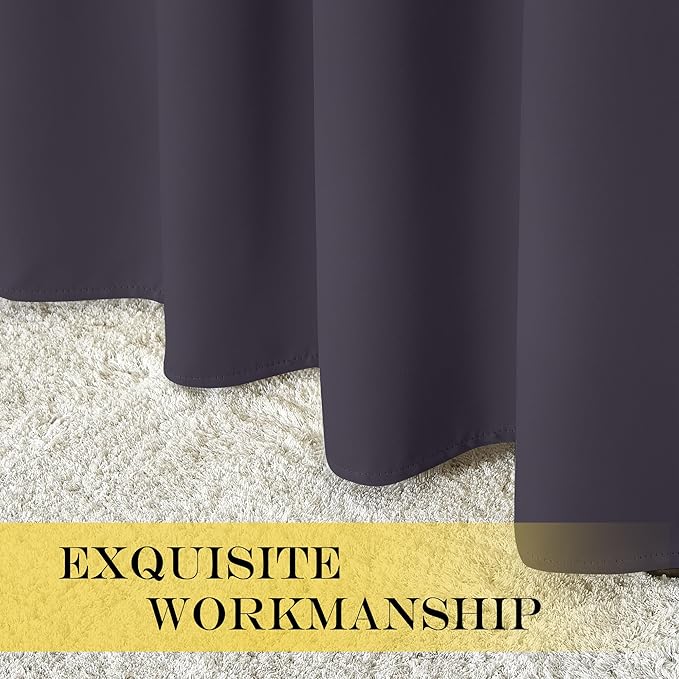 NICETOWN Blackout Curtains - Privacy Thermal Efficiency Backdrop Curtains for Bedroom Room Divider Living Room Patio Sliding Glass Door, Wide 80 x Long 144 inch, Greyish Purple, 1 Panel