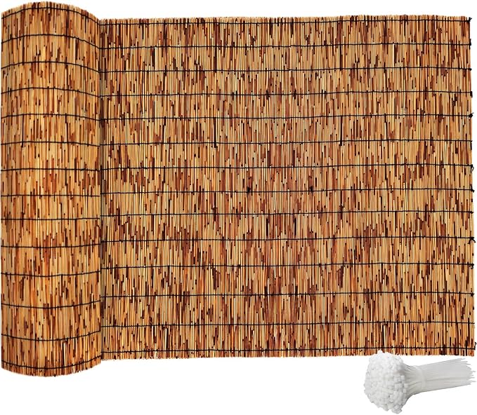 Bamboo Fencing–Handwoven, Bamboo Wall Panel Outdoor Privacy Reed Screening by Unknown