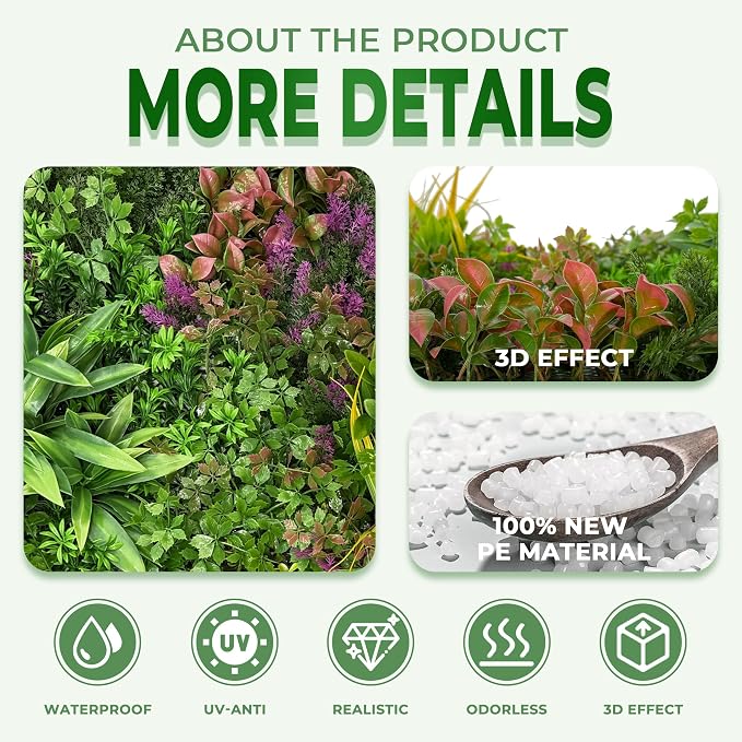 Artificial Grass Wall Roll Panels: 6FT x 12FT Boxwood Hedge Panels, UV-Anti - Image 3