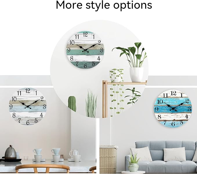 CHYLIN Wall Clock, 18 Inch Beach Wall Clocks Battery Operated, Coastal Ocean - Image 6