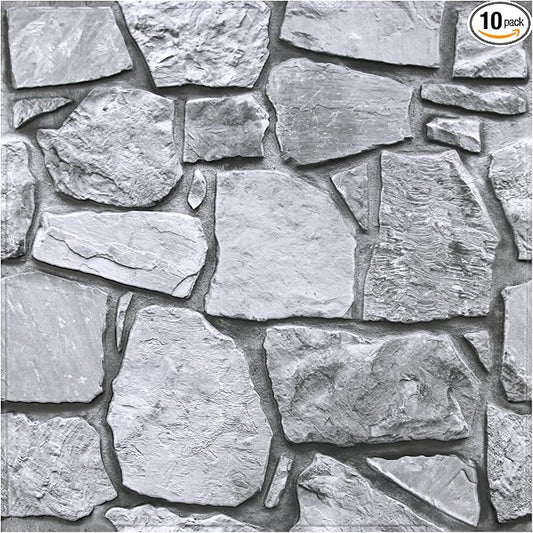 COMSTICKC 3D Faux Stone Wall Panel Peel and Stick Wall Tiles, Ultra-Light Thin by COMSTICKCDECOR