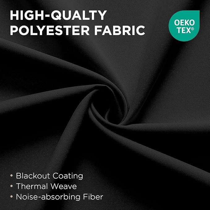 Joydeco Blackout Patio Sliding Door Curtains 84 Inches Long, Grommet Privacy Room Divider Curtains, Extra Wide Thermal Blackout Drapes for Bedroom Living Room (Black, 100Wx84L, 1 Panel)