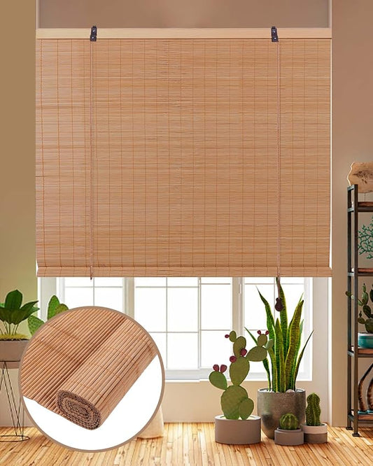 FoundGo Retro Bamboo Blinds 35" W x 72" H Bamboo Roman Shades Light Filtering by FoundGo