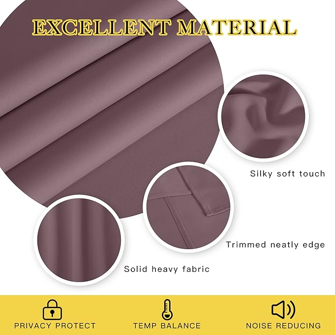 NICETOWN Blackout Bedroom Door Curtain - Grommet Window Treatment Thermal Insulated Light & Sound Reducing Room Darkening Privacy Drape for Doorway (Dry Rose, 1 Panel, W66 x L66)