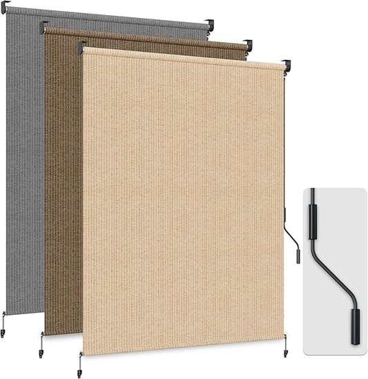 HOMEDEMO Outdoor Roller Shades for Patio, Sun Roller Shade Cloth Roll Blinds by HOMEDEMO