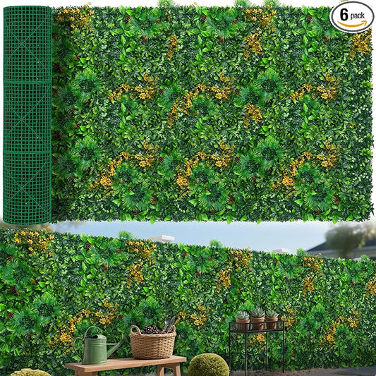 Grass Wall Panels Roll, UV-Anti Faux Greenery Plant Boxwood Panels by EverNature
