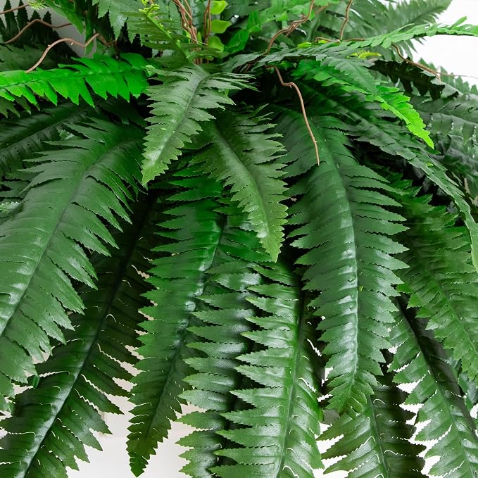 Nearly Natural 48-in Artificial Boston Fern, Large Hanging Fake Plant Wall Decor - Image 2