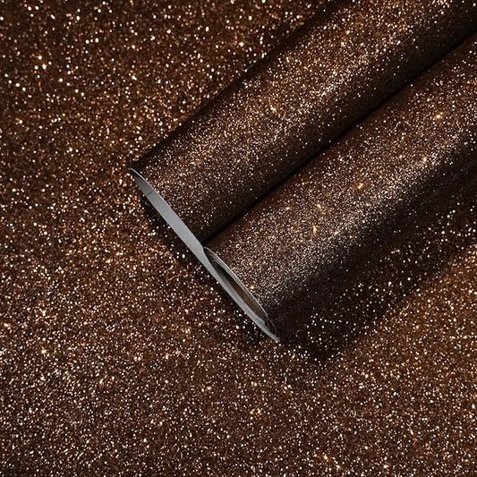 CHIHUT Dark Brown Glitter Wallpaper Peel and Stick Sparkle Glitter Contact by CHIHUT