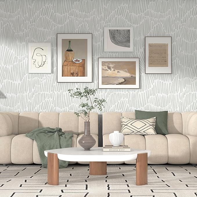 Theper Green Wallpaper 17.3"×118" Modern Striped Wall Paper Peel and Stick - Image 2