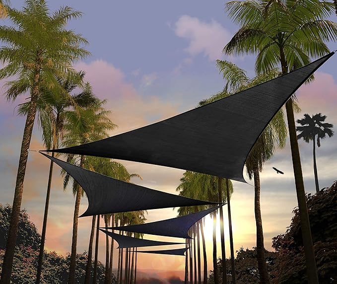 Amgo Custom Size 20' x 20' x 20' Black Triangle Sun Shade Sail UPF50+ AGTAPRT12, Order to Make Canopy Awning, 95% UV Blockage, Water & Air Permeable, Commercial Standard (We Customize)