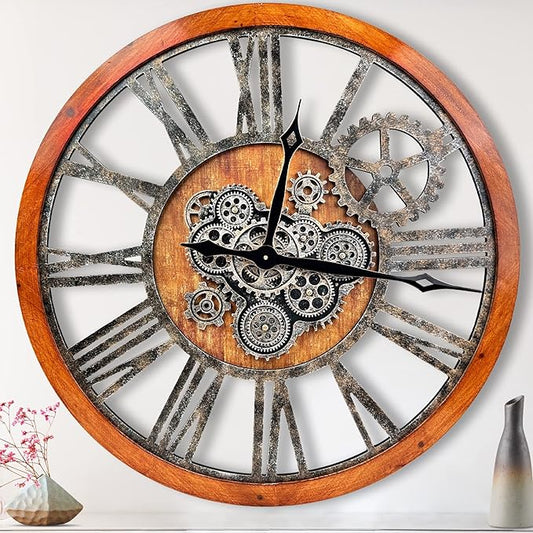 The B-Style 36" Large Moving Gear Wall Clock Oversized Vintage Farmhouse Wall by TheB-StyleTB