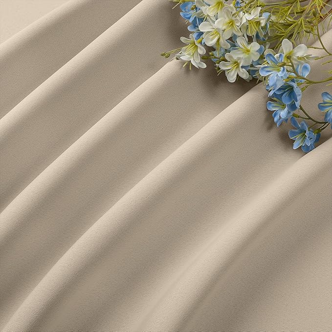 CUCRAF Light Beige Blackout Curtains 54 inch Length 2 Panels Set, Rod Pocket - Image 7