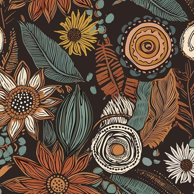 Laatse Boho Wallpaper Peel and Stick, Vintage Floral Contact Paper 17.5" x by Laatse