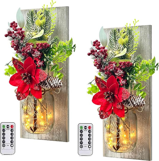 Mason Jars Sconce Decor Rustic Wall Sconces Handmade Wall Art Hanging Design by HOMECOR