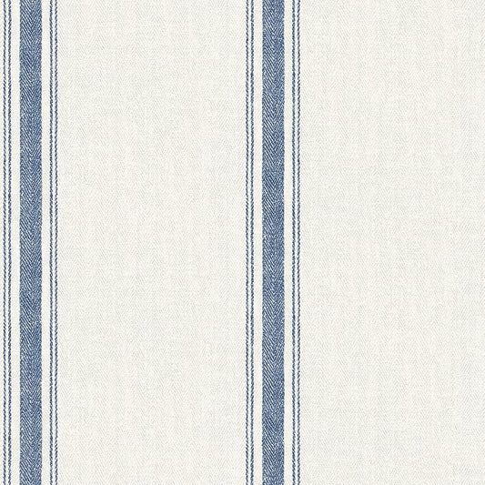 Chesapeake Blue Linette Fabric Stripe Wallpaper, 3115-12462 by Chesapeake