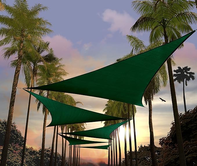 Amgo Custom Size 25' x 25' x 25' Green Triangle Sun Shade Sail UPF50+ AGTAPRT12, Order to Make Canopy Awning, 95% UV Blockage, Water & Air Permeable, Commercial Standard (We Customize)