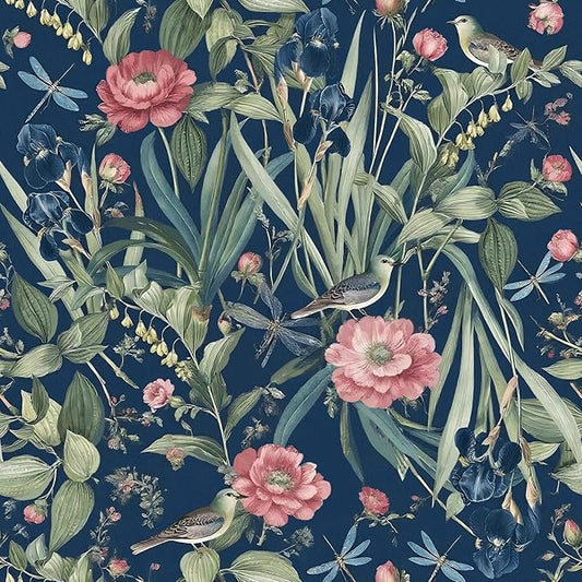 Floral Peel and Stick Wallpaper Bird and Floral Contact Paper 16.9inch x by lenify